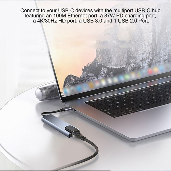 Docking Station Portable USB-C Hub 5-in-1 Adapter Multi-Port Converter