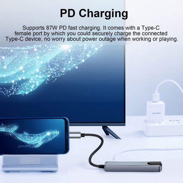 Docking Station Portable USB-C Hub 5-in-1 Adapter Multi-Port Converter